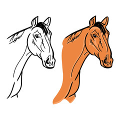 Horse's head (outline and orange color)