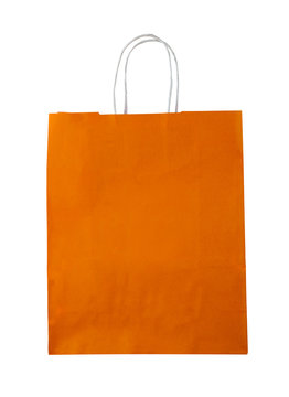 Orange shopping bag on white