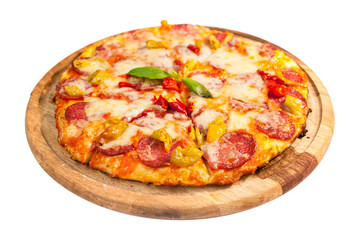 Delicious pizza with salami