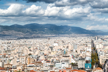 Fototapeta premium Landscape of ancient city with blue sky and clouds