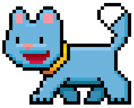 Vector illustration of cartoon Cat - Pixel design