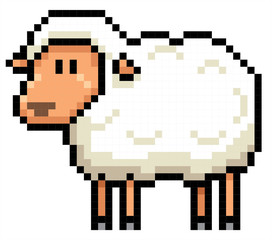 Obraz premium Vector illustration of cartoon Sheep - Pixel design