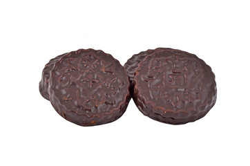 Chocolate cookie on white