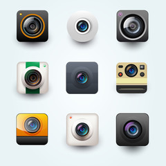 Set of photo camera icon. Vector user interface camera icon