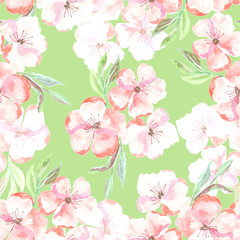 Fototapeta na wymiar Apple blossom seamless pattern