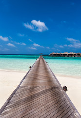 Fototapeta premium Holzsteg zu der Lagune auf den Malediven