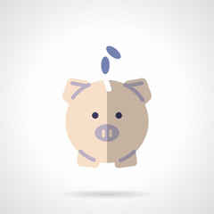Pink piggy bank flat color design vector icon
