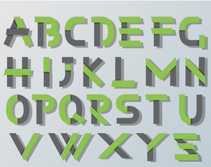 VECTOR ORIGAMI ALPHABET STYLE WITH SHADOWS GREEN