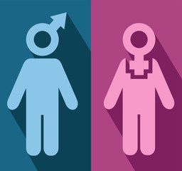 Man and woman flat icons. Exclusive symbols