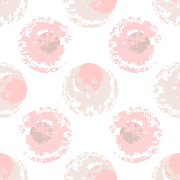 Pink and beige blots on white background