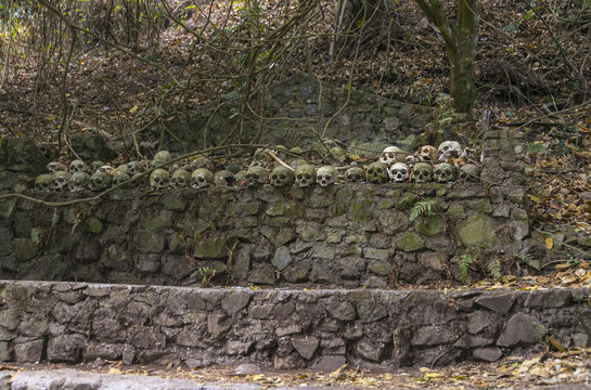 Indonesien; Trunyan, ( Terunyan) , Bali Aga Dorf, Friedhof. "Beerdigung &uuml;ber der Erde".