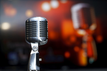 chrome retro microphone close-up, karaoke