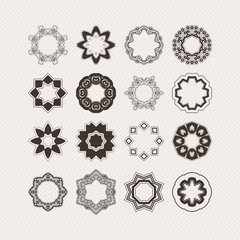 Set of ornate vector mandala borders and frames. Gothic lace tattoos. Celtic weave with sharp corners. 