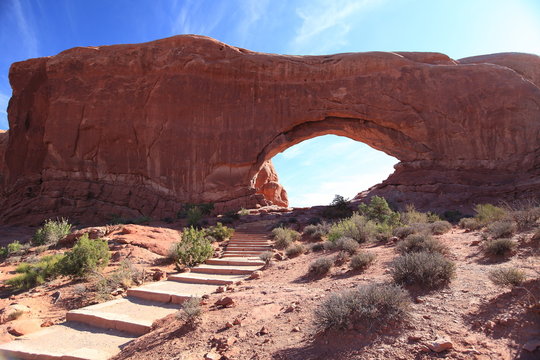 Fototapeta North and South Window Arches, Arches National Park