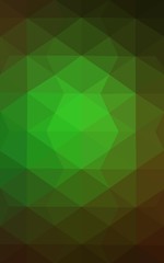 Dark green polygonal design pattern, which consist of triangles and gradient in origami style.