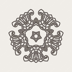 Vector mandala. Gothic lace tattoo. Celtic weave with sharp corners. 