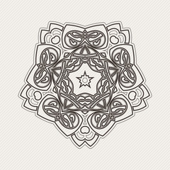Vector mandala. Gothic lace tattoo. Celtic weave with sharp corners. 