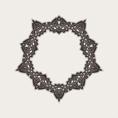 Vector ornate border. Gothic lace tattoo. Celtic weave with sharp corners. 
