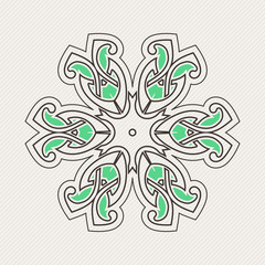 Vector mandala. Gothic lace tattoo. Celtic weave with sharp corners. 