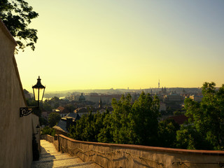 Fototapeta premium Beautiful landscape of Prague in sunrise time