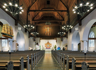 Interior of Masthugg Church (Masthuggskyrkan) in Gothenburg, Sweden