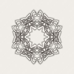 Vector mandala. Gothic lace tattoo. Celtic weave with sharp corners. 