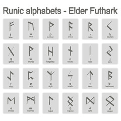 Set of monochrome icons with runic alphabets for your design