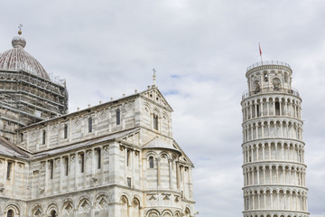 View of Leaning tower and the Basilica, Piazza dei miracoli, Pis
