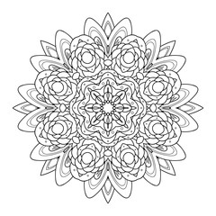 Black and white abstract circular ethnic pattern mandala.