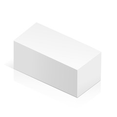 White realistic 3D box. Object isolated on white background. Template vector illustration for trade, stand or packaging design. Rectangle