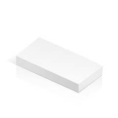 White realistic 3D box. Object isolated on white background. Template vector illustration for trade, stand or packaging design. Rectangle