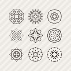 Set of ornate vector mandala symbols. Gothic lace tattoo. Celtic weave with sharp corners. 