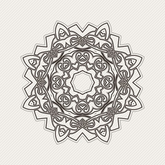 Vector mandala. Gothic lace tattoo. Celtic weave with sharp corners. 