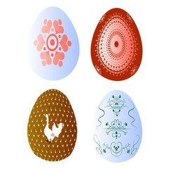 набор из 4 крашенных яиц на белом фоне