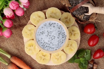 Chia seeds with milk and banana delicious.