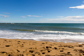sea beach blue sky sand sun daylight relaxation landscape viewpoint for design postcard and calendar