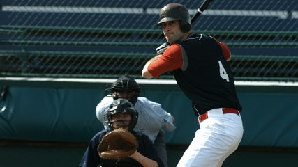 Baseball player hitting ball, slow motion - Powered by Adobe
