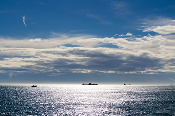 Bulk-carrier ship on the sea