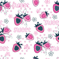 Seamless pattern with strawberries