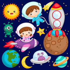 Kids at the outer space © Inkley