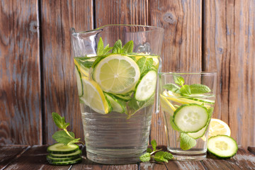 water detox with cucumber and lemon