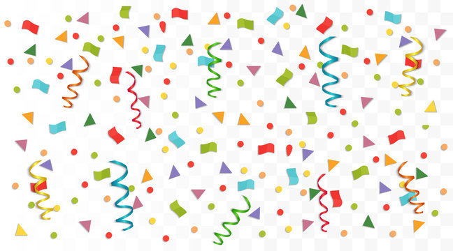 Transperant alpha background with colorful confetti. Vector illustration.