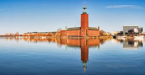 Peel and stick wall murals Stockholm Panoramic image of Stadshuset, Stockholm City-hall.