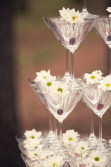 pyramid from champagne glasses