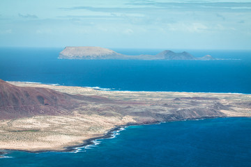 Fototapeta na wymiar View of Graciosa Island from Mirador del Rio, Lanzarote Island,