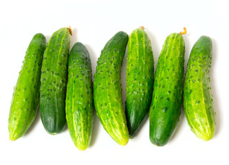 fresh green cucumbers, isolated on the white