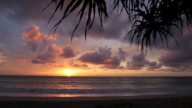 Beautiful tropical beach scene at sunrise, Hawaii