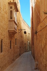 Narrow street in Mdina.