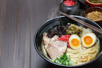 japanese tonkotsu ramen, pork bone broth noodles