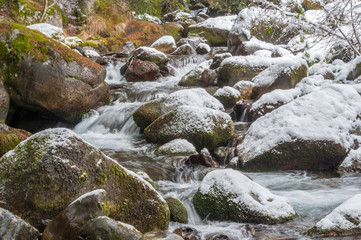 ruscello alpino innevato